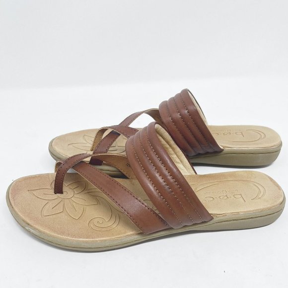 boc Shoes - BOC Born Concept Womens 10M Slip On Strapy Toe Sandals Brow Leather BC00019CHA22